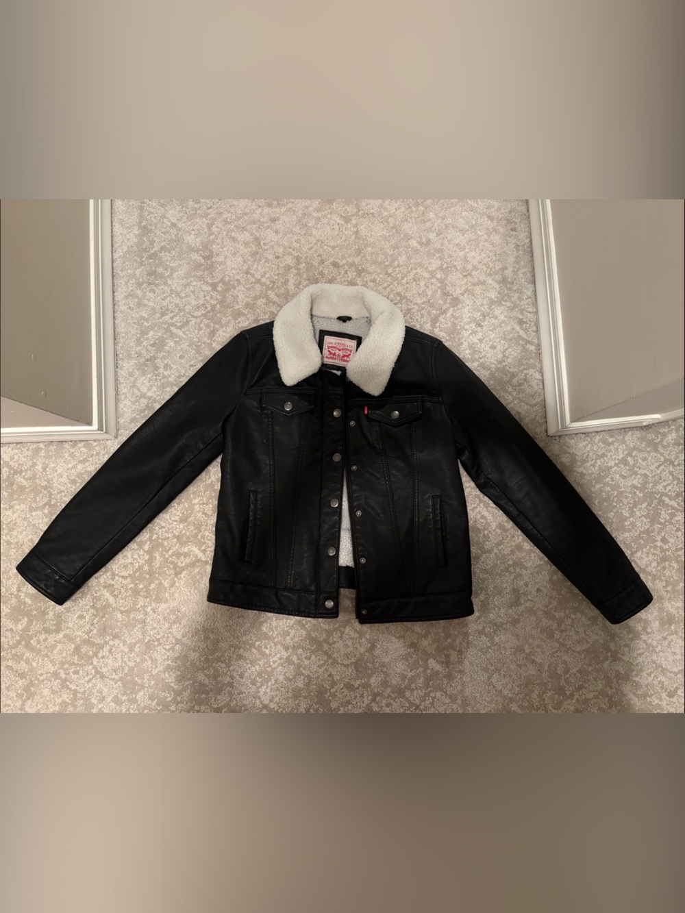 Levi's Black Jacket with White Sherpa Collar